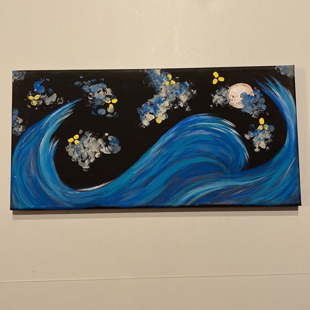Tidal Wave 14” x 7” Art Painting Home Wall Decor